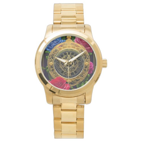 Roses and Gold Filigree Watch