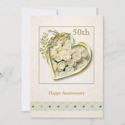 Roses and heart 50th Wedding Anniversary Invitatio Invitation