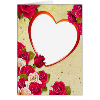Roses and Heart Frame Add Your Photo Card