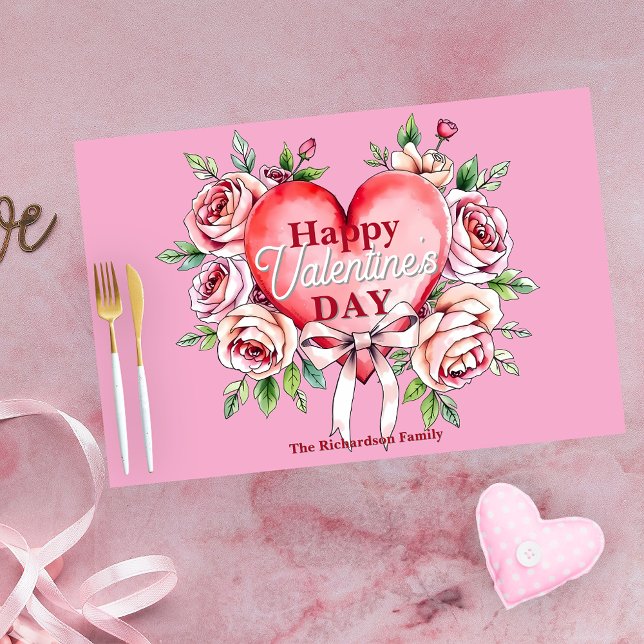 Roses and Heart Valentine's Day Paper Placemat (Creator Uploaded)