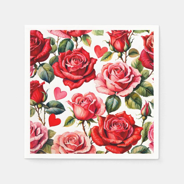 Roses and Hearts Napkins (Front)