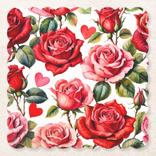   Roses and Hearts Paper Coaster