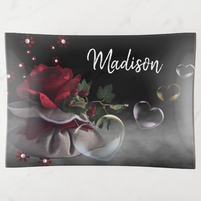 Roses and Hearts Trinket Tray (Front)