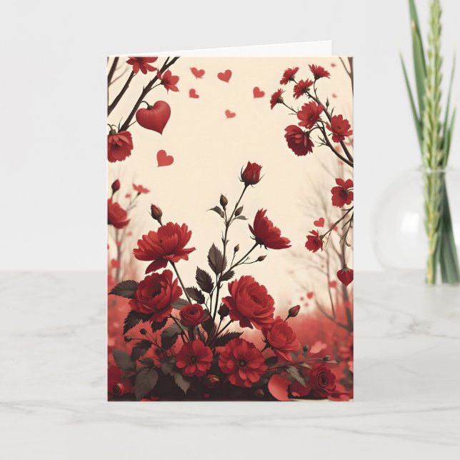 Roses and Hearts Valentine's Day Card (Front)