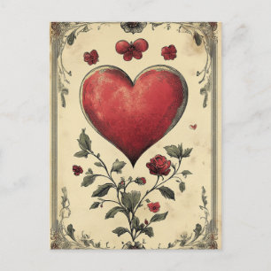 Roses and hearts vintage Valentine's Day Postcard
