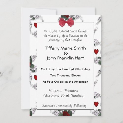 Roses and Hearts Wedding Invitation