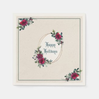 Roses and Holly Elegant Personalized