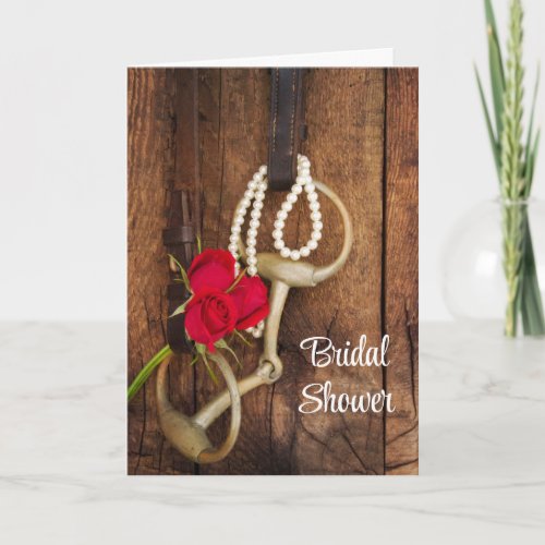 Roses and Horse Bit Country Western Bridal Shower Invitation