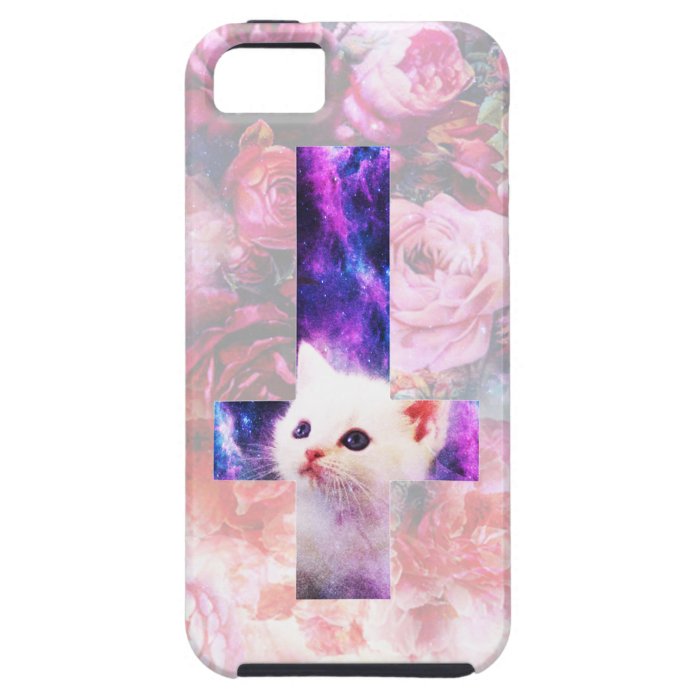 Roses And Inverted Cross Kitten Case iPhone 5 Cases