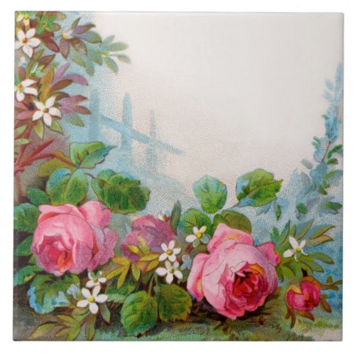 ROSES AND JASMINES FLORAL BEAUTY CERAMIC TILE