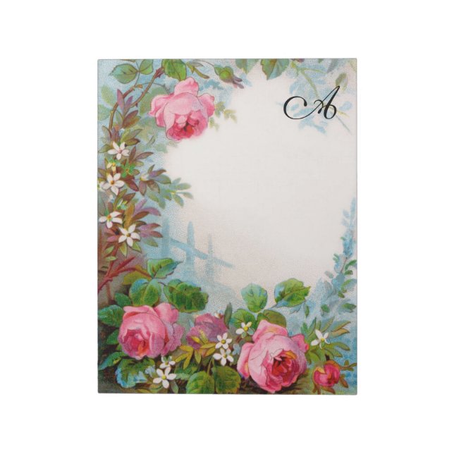 ROSES AND  JASMINES FLORAL BEAUTY MONOGEAM NOTEPAD (Rotated)