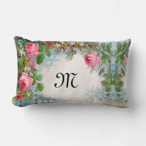 ROSES AND JASMINES FLORAL MONOGRAM LUMBAR PILLOW