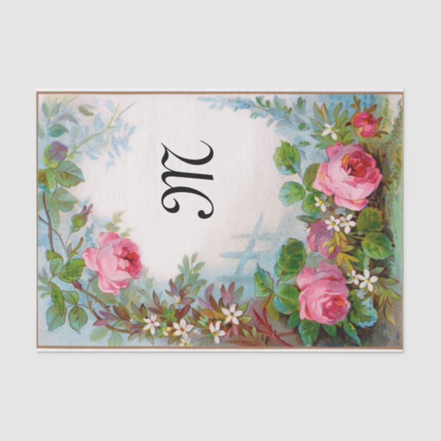 ROSES AND JASMINES FLORAL MONOGRAM TISSUE PAPER (Front)