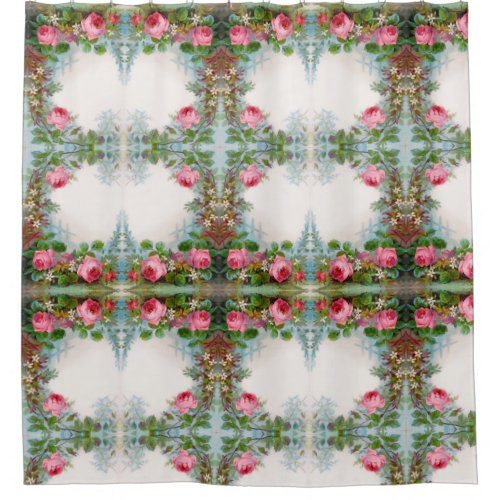 ROSES AND JASMINES VINTAGE FLORAL SHOWER CURTAIN