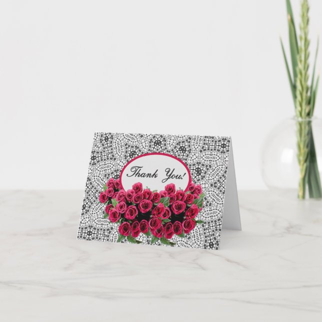 Roses and Lace Thank You Card (Front)