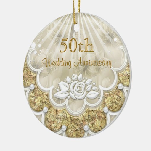 Roses and laces 50th Wedding Anniversary ornament | Zazzle