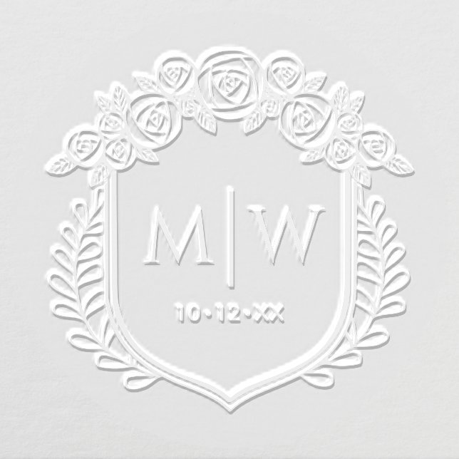 Roses and Leaves Crest 2 Initial Wedding Monogm #2 Embosser (Design)