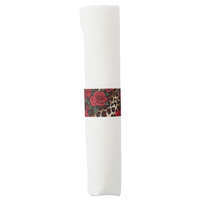 Roses and Leopard Print Napkin Bands (Front)
