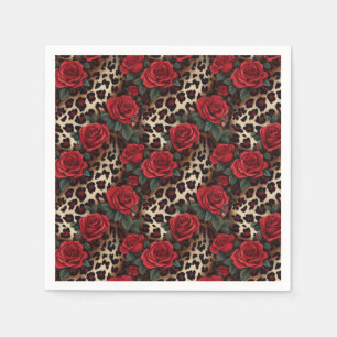 Roses and Leopard Print Napkins