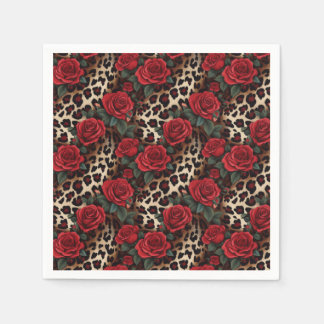 Roses and Leopard Print Napkins