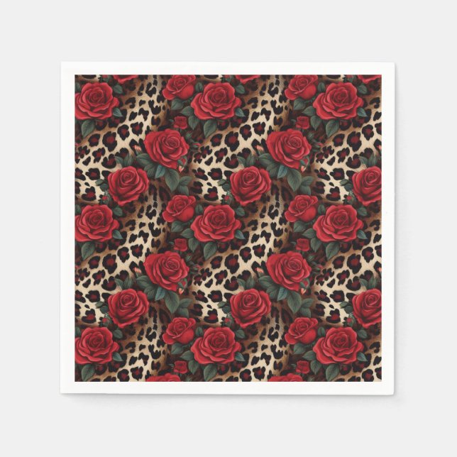 Roses and Leopard Print Napkins (Front)