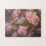 Roses And Lilacs On A Cement Bench Fine Art Jigsaw Puzzle at Zazzle