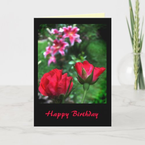 Roses and Lilies Birthday Card