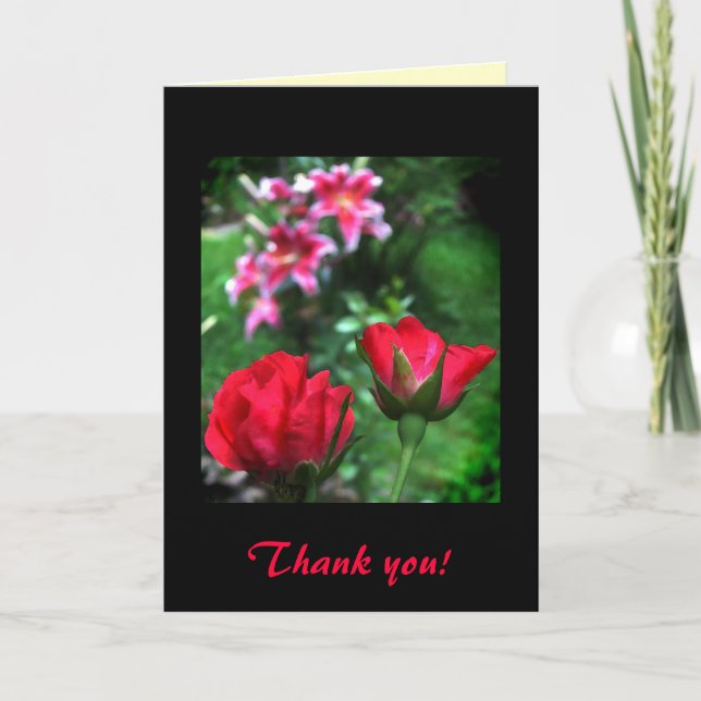 Roses and Lilies Thank You Card (Front)