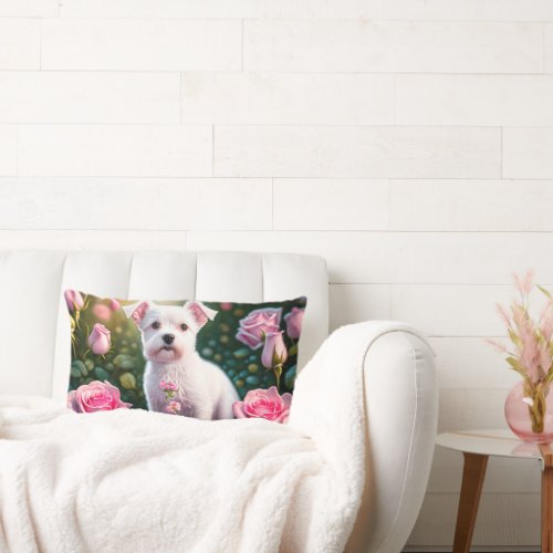 Roses And Little Dog Collection Lumbar Pillow