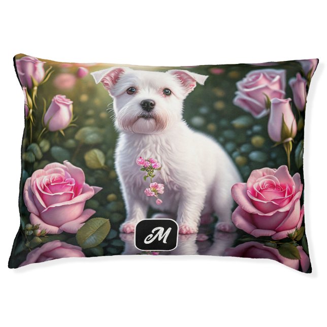 Roses And Little Dog Collection Pet Bed (Front)