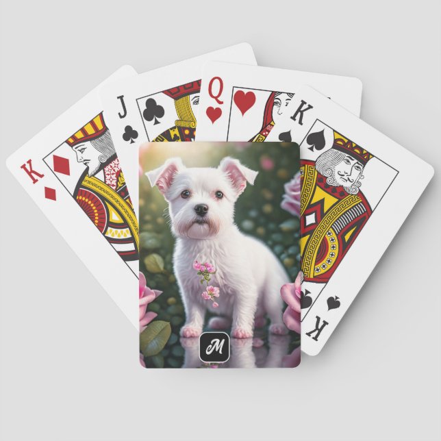 Roses And Little Dog Collection Poker Cards (Back)