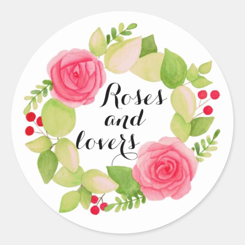 Roses and Lovers Classic Round Sticker