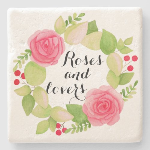 Roses and Lovers Stone Coaster
