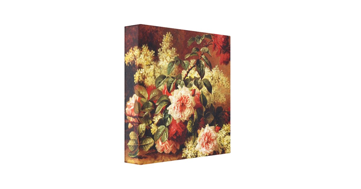 Roses and Mahogany by de Longpre Wrapped Canvas | Zazzle