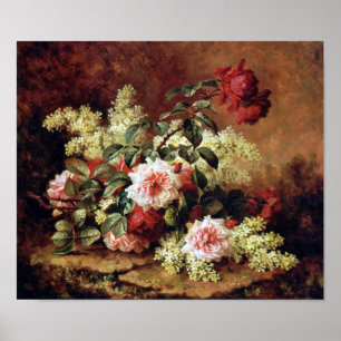 Roses and Mahogany by Paul de Longpre Fine Art Pri Poster