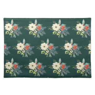 Roses and Mistletoe Custom Color Cloth Placemat