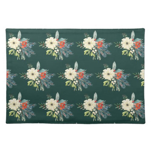 Roses and Mistletoe Custom Color Cloth Placemat
