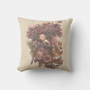 Roses and Moths Throw Pillow