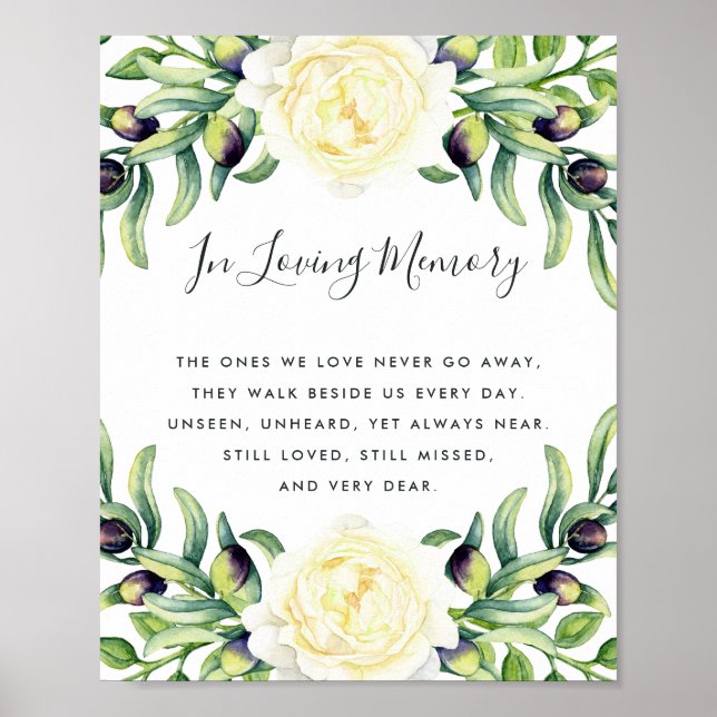 Roses and Olives Wedding Memorial Poster (Front)