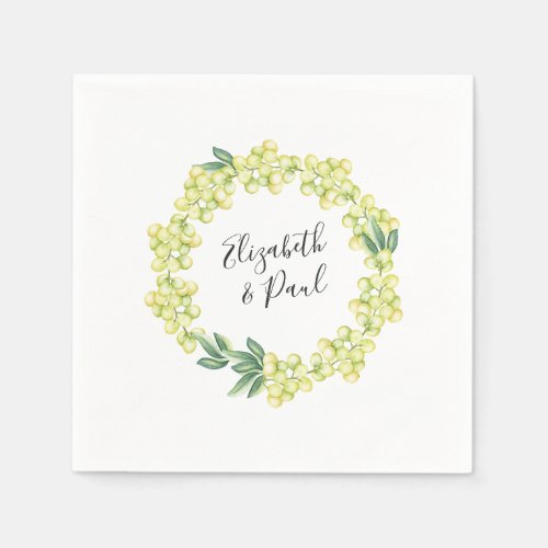 Roses and Olives Wedding Paper Napkin