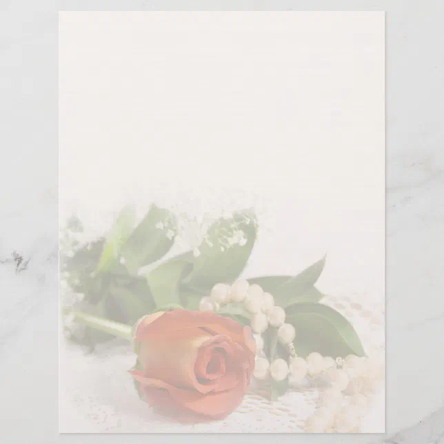 Rust Roses Letter Head Roses and Pearls Letterhead | Zazzle