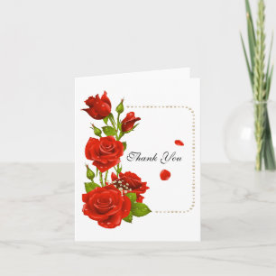 Roses and pearls letterpress thank you card