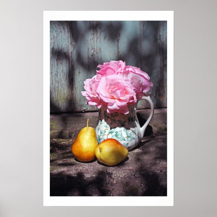 Roses and pears wall poster