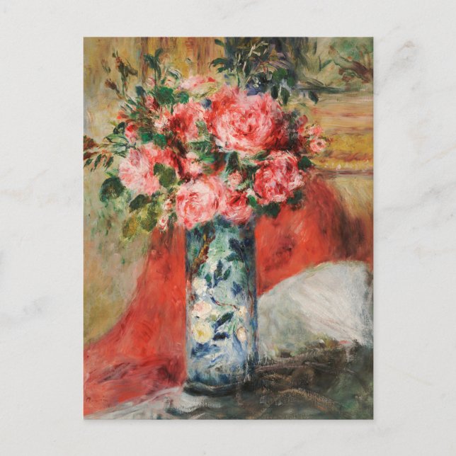 Roses and Peonies in a Vase | Renoir Postcard (Front)