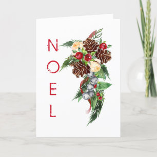 Roses and Pine Cones Christmas Card