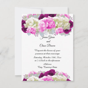 Roses and Pink Peonies Floral Wedding Invitation