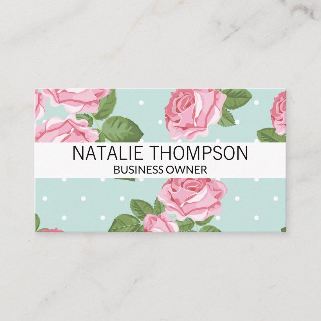 Roses and Polka Dots Business Card (Front)