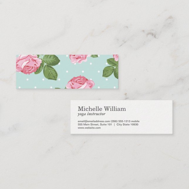 Roses and Polka Dots Mini Business Card (Front/Back)