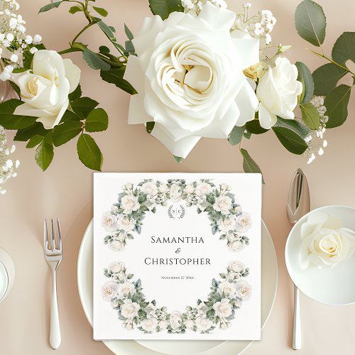 Roses and Romance Floral Wedding  Napkins