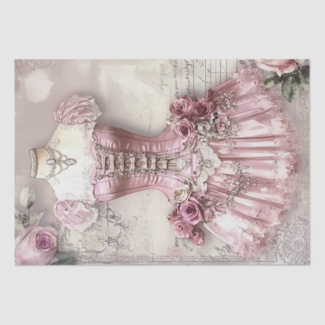 Roses and Sewing Ephemera Pattern Tissue Paper (Front)